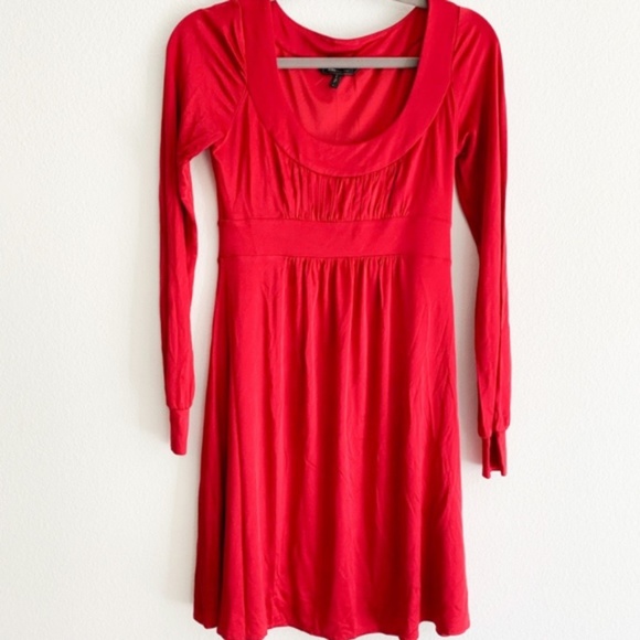 red silk long sleeve dress